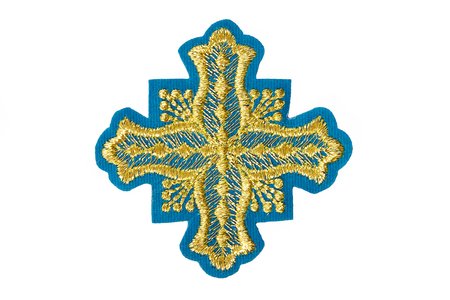 Крест 4 БОЧКА, голубой с золотом,6-7 см