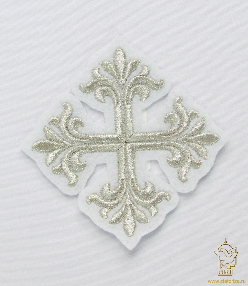 Крест 4 ВИФЛЕЕМ белый с серебром, 7 см