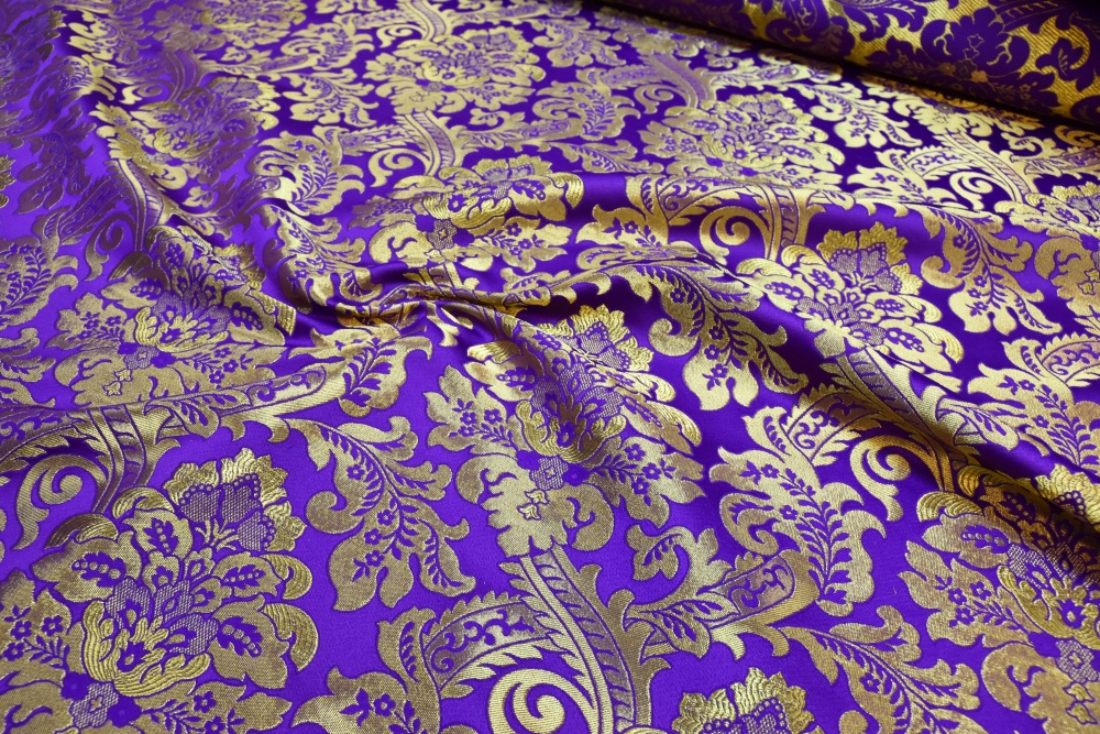 Парча ПП ЭДЕМ фиолетовый с золотом, шир. 150см. Павловский Посад,
