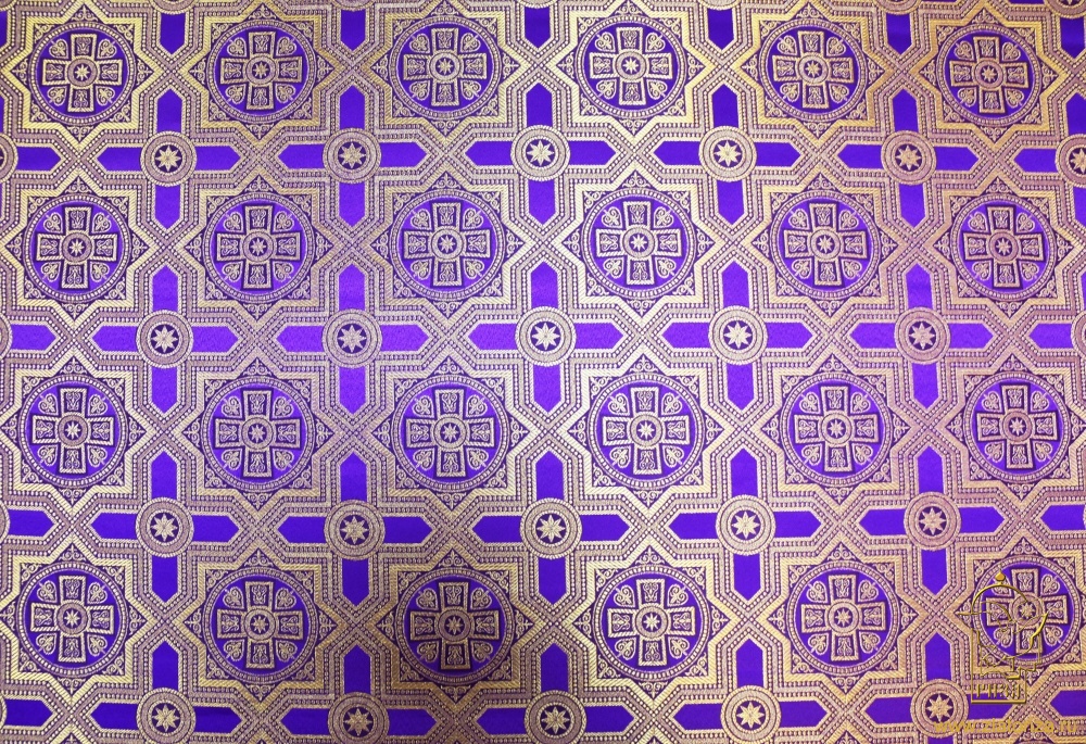 Парча НЕВСКИЙ, фиолетовая с золотом, шир. 150 см, Рахманово