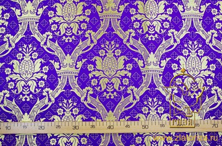Шелк КОРОНА, фиолетовый с золотом, шир. 150 см, Рахманово