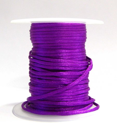 Шнур атласный, фиолетовый, 2 мм, 100 м в бобине