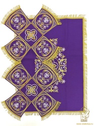 Покровцы габардин, СЕРЕБРЯНЫЙ ЦВЕТОК, фиолетовые с золотой и цветной вышивкой Покровцы габардин, СЕРЕБРЯНЫЙ ЦВЕТОК, фиолетовые с золотой и цветной вышивкой