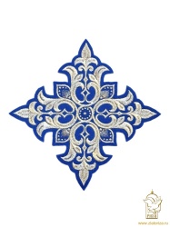 Крест Престол/Жертвенник ПОЧАЕВ, синий с серебром, 18 см