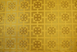 Парча КАППАДОКИЯ желтая с горчицей и золотом, шир. 150 см, Павловский Посад