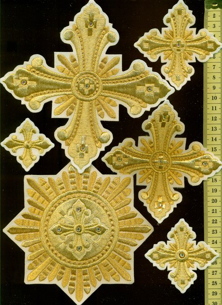 Набор крестов, иерейский, белый с золотом, 14 шт, В