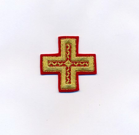 Крест 4 НОВГОРОДСКИЙ КРЕСТ, красный с золотом,6-7 см