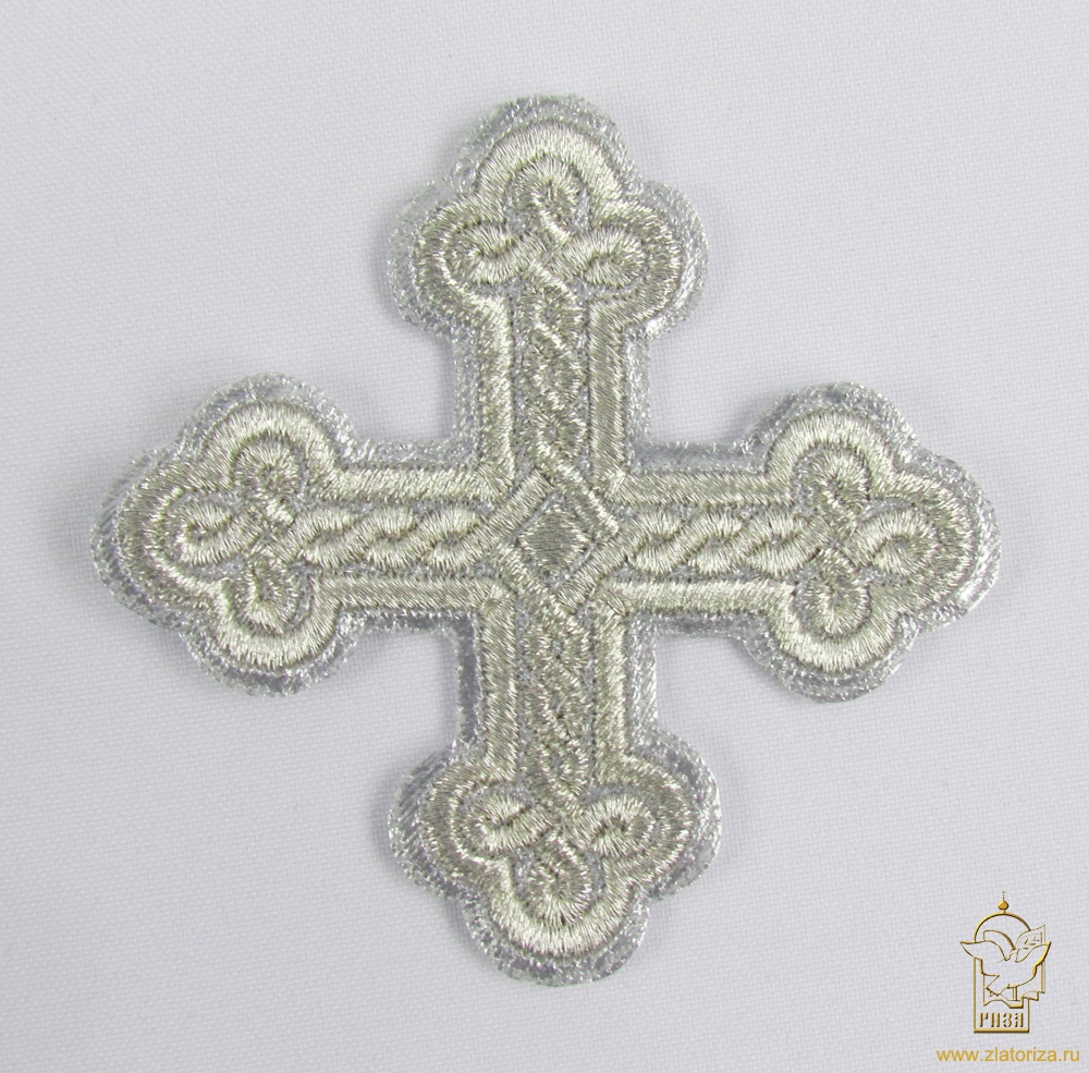Крест 3 ОКРУГЛАЯ ПЛЕТЕНКА, лаке с серебром,8-9 см