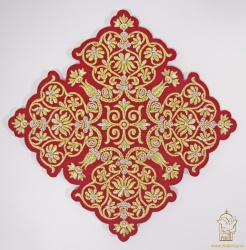 Крест 1 ИВЕРСКИЙ красный с золотом,,14,5 -16 см. арт