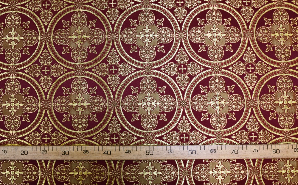 Шелк ВЛАДИМИРСКИЙ, бордовый с золотом, шир. 150 см, Рахманово