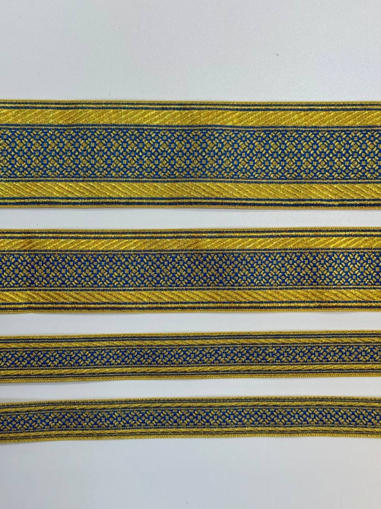 Галун РОМАШКА, синий с золотом, шир. 1,8 см, РА