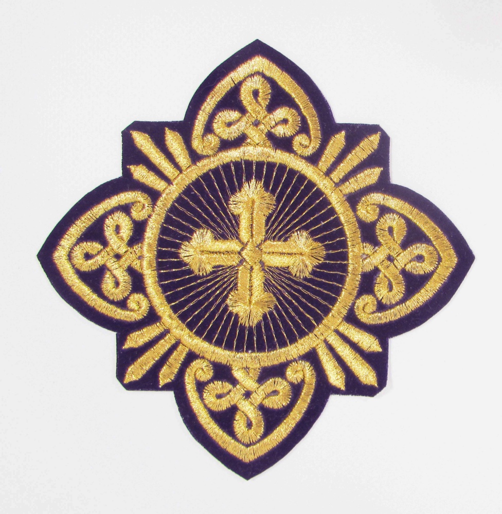 Набор крестов, иерейский, ОКРУГЛАЯ ПЛЕТЕНКА, фиолет с золотом, 14 шт