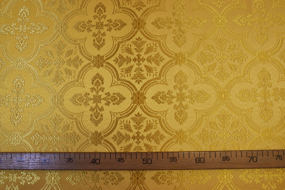 Шелк ЛЮБАВА, желтый с золотом, шир. 150 см, Рахманово