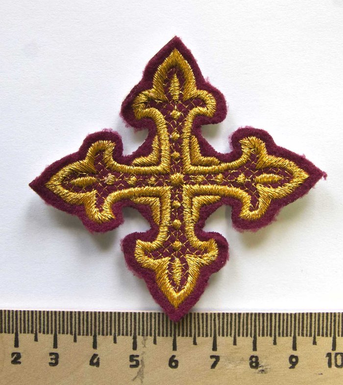 Крест 4 ОСТРЫЙ, бордо с золотом,6-7 см