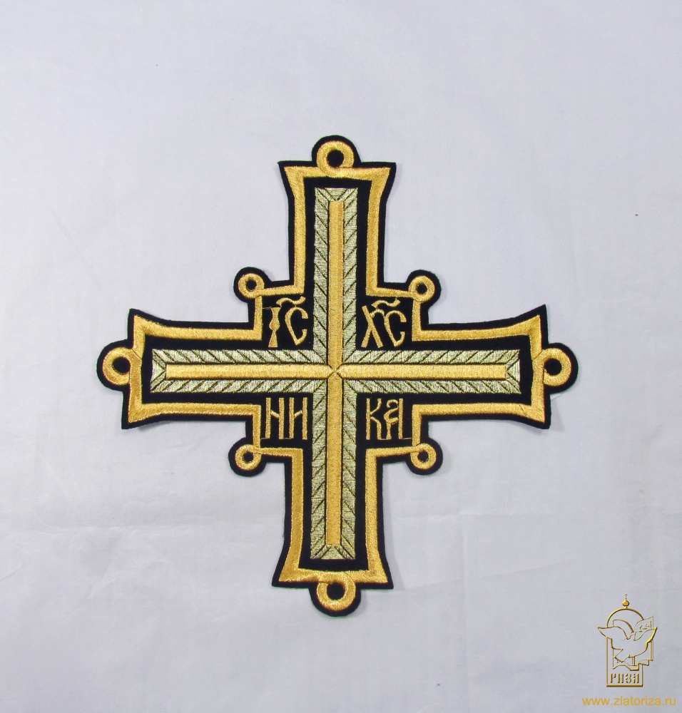 Крест Престол/Жертвенник ПЕТЕЛЬНЫЙ, черный с золотом, 27 см