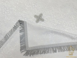 Пелена на п/ж 110х110, шелк церковный, белая с серебром