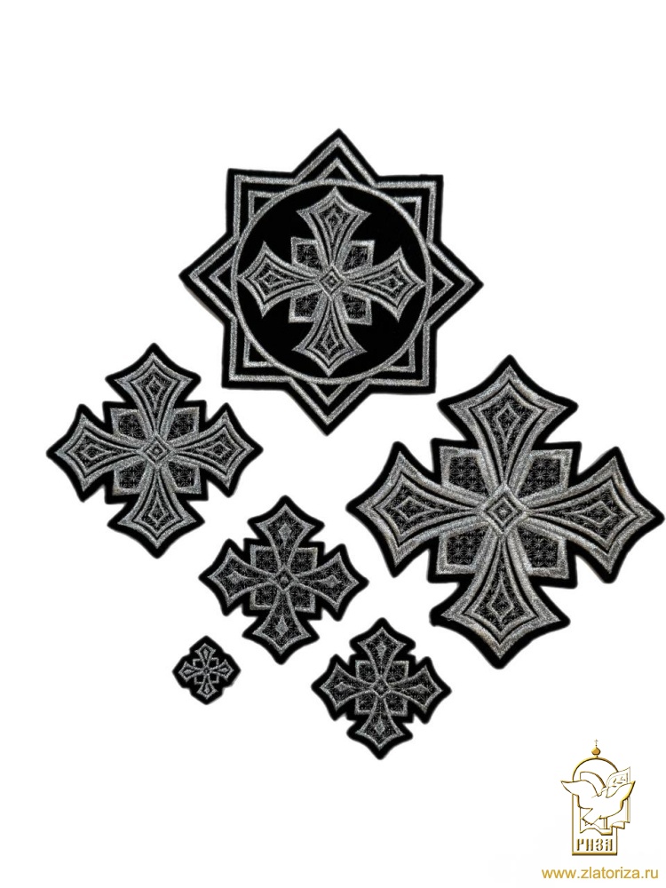 Набор крестов, иерейский, ГЕОРГИЙ, черный с серебром, 14 шт
