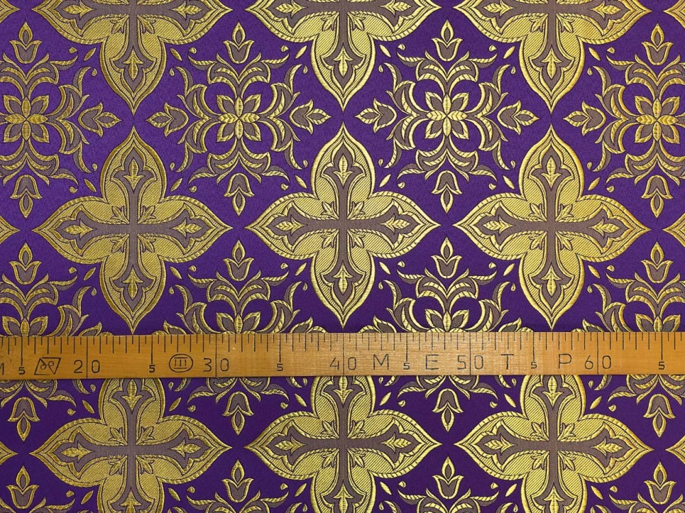 Шелк ВЕРА-2, фиолетовая с золотом, шир. 150 см, Рахманово