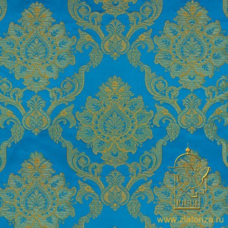 Парча итальянская ГРАНАДА, голубая с золотом, арт. 69267