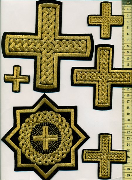 Набор крестов, иерейский, ПРЯМАЯ ПЛЕТЕНКА, черный с золотом, 14 шт