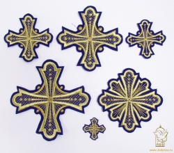 Набор крестов, иерейский, ГЕОРГИЙ, синий с золотом, 14 шт Набор крестов, иерейский, ГЕОРГИЙ, синий с золотом, 14 шт