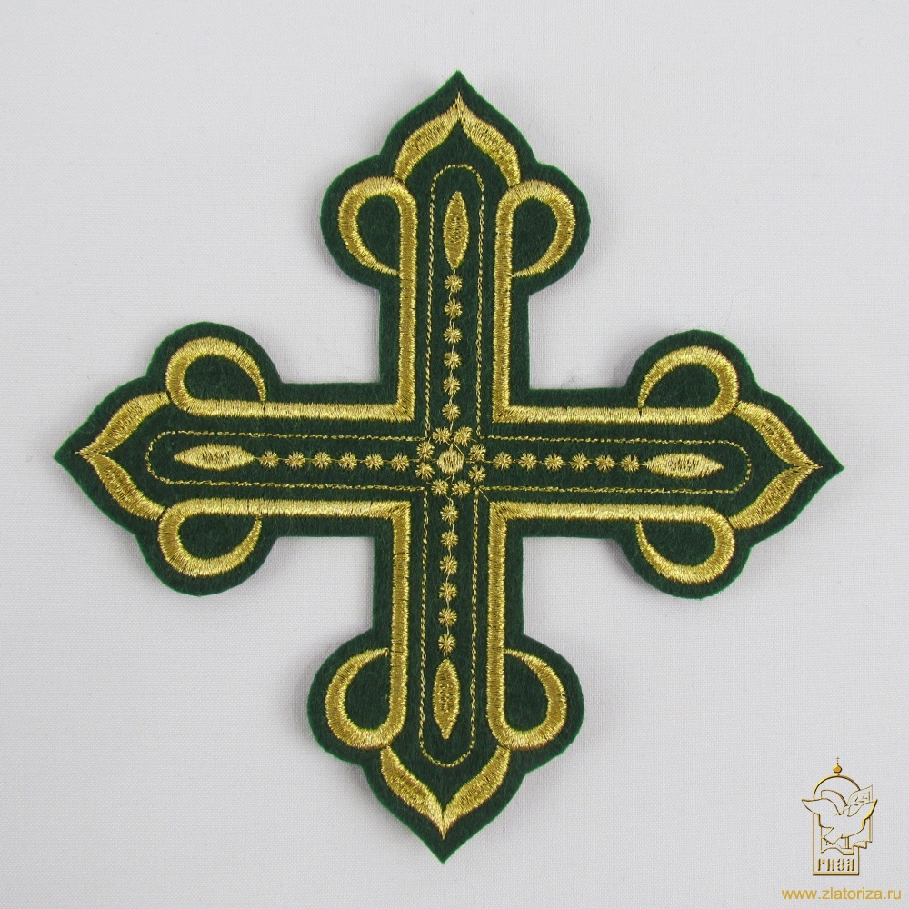 Крест 1 КАНОН зеленый с золотом,14,5 -16 см
