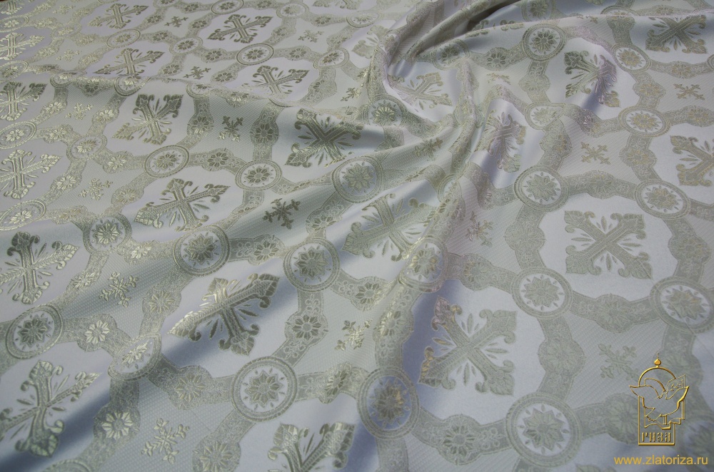 Парча ГУСЛИЦА, белая со светлым серебром, шир. 150 см, Рахманово