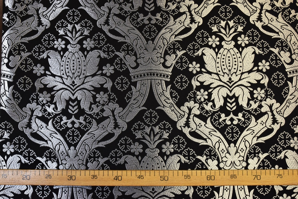 Шелк КОРОНА (ИЕРУСАЛИМ), черная с серебром, шир. 160 см Шелк КОРОНА (ИЕРУСАЛИМ), черная с серебром, шир. 160 см