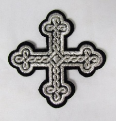 Крест 3 ОКРУГЛАЯ ПЛЕТЕНКА, черный с серебром,8-9 см