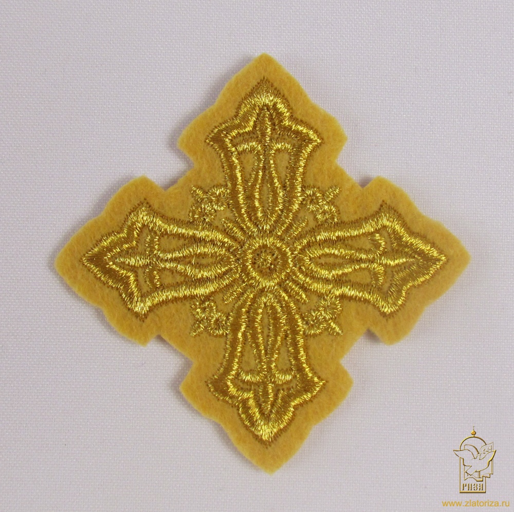 Крест 4 ВИЗАНТИЯ горчица с золотом, 6-7 см