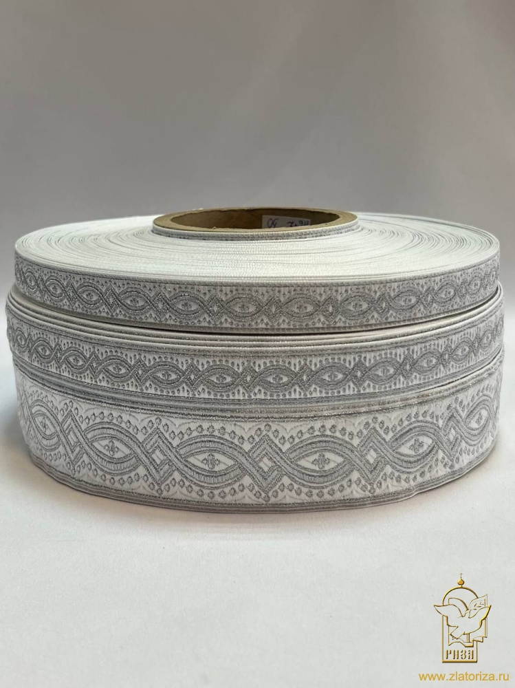 Галун КОСТРОМА, белый с темным серебром, шир. 1,8 см, РА