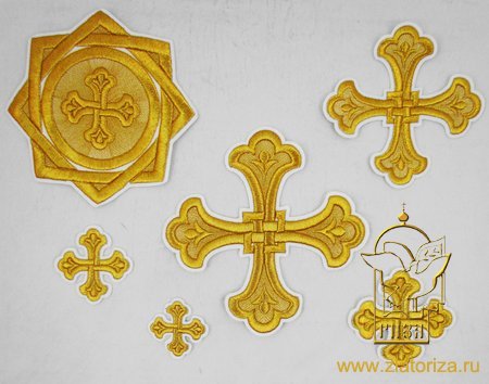 Набор крестов, иерейский, ПЛЕТЕНЫЙ, белый с золотом, 14 шт, арт. 22252