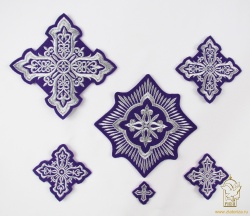 Набор крестов, иерейский, ВИЗАНТИЯ, фиолетовый с серебром, 14 шт Набор крестов, иерейский, ВИЗАНТИЯ, фиолетовый с серебром, 14 шт