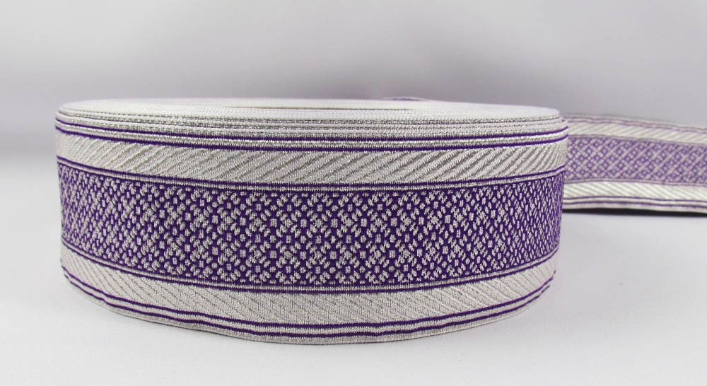 Галун РОМАШКА, фиолетовый с серебром, шир. 4 см, РА