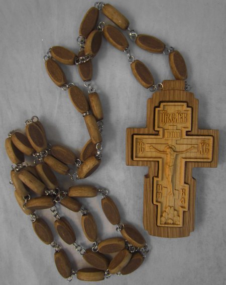 Крест иерейский резной ручная работа (дуб с кипарисом)