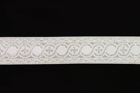 Галун ГОРОХ, белый со светлым серебром. шир. 2,3 см, ФР