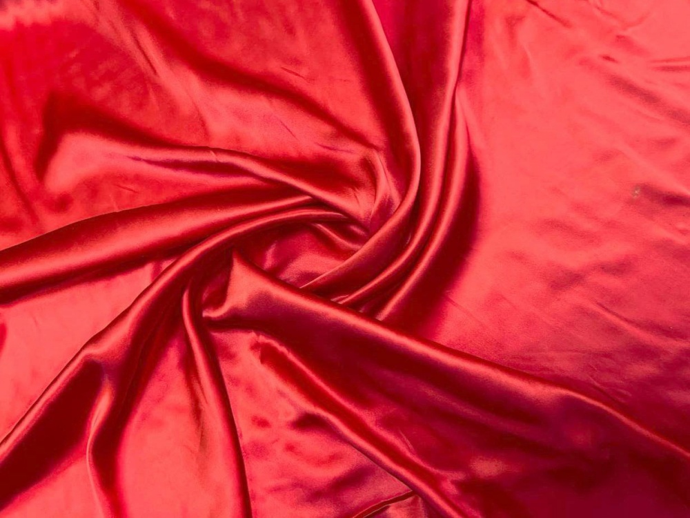 Шелк атлас натуральный, красный, шир. 110 см