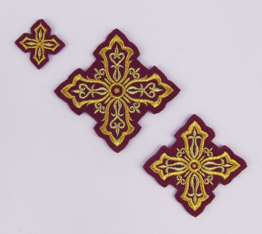 Набор крестов, иерейский, ВИЗАНТИЯ, бордо с золотом, 14 шт