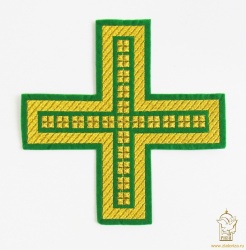 Крест 1 ПРЯМОЙ с кубиками, зеленый с золотом, 14,5 -16 см
