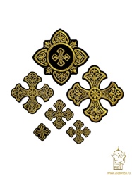 Набор крестов, иерейский, УЗОРНЫЙ, черный с золотом, 14 шт Набор крестов, иерейский, УЗОРНЫЙ, черный с золотом, 14 шт