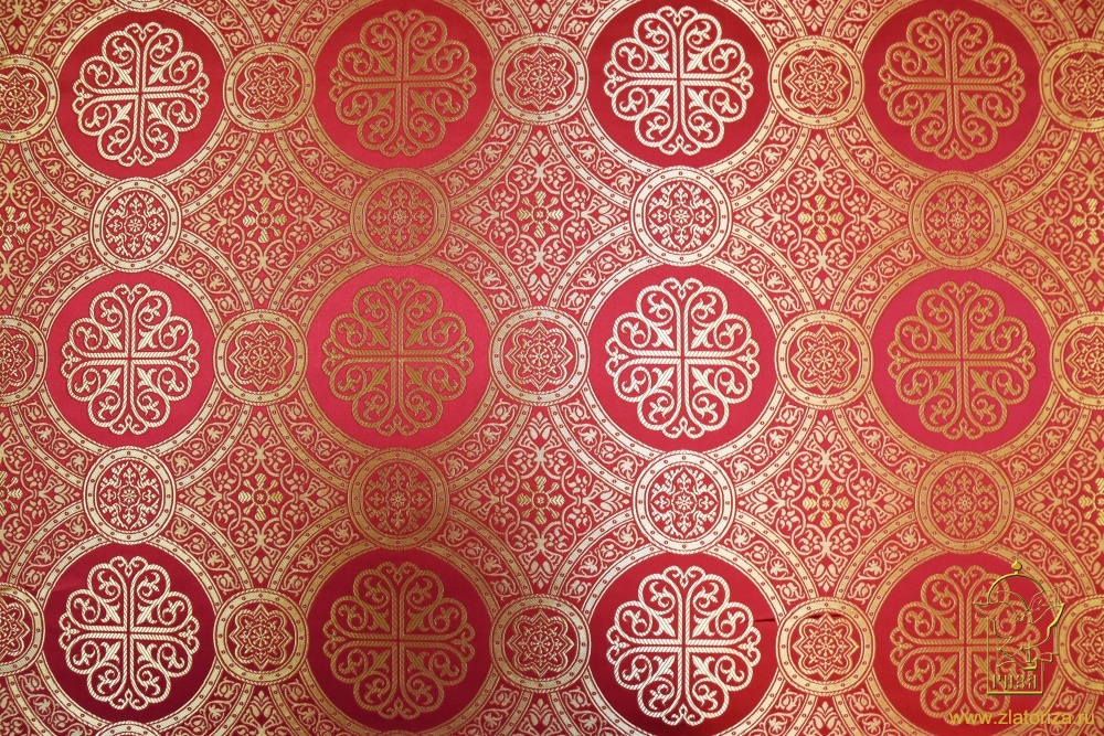 Шелк ВИФСАИДА красный с золотом, шир. 165 см