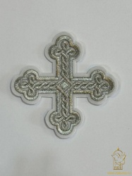 Крест 2 ОКРУГЛАЯ ПЛЕТЕНКА, белый со светлым и/или темным серебром, 10-12 см