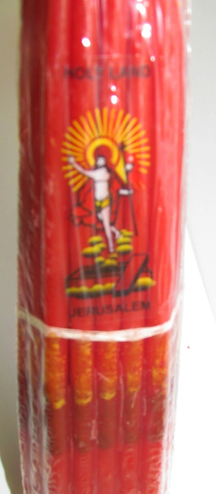Свечи Иерусалимские красные (пучок 33 штуки), обожженные Иерусалимским огнем