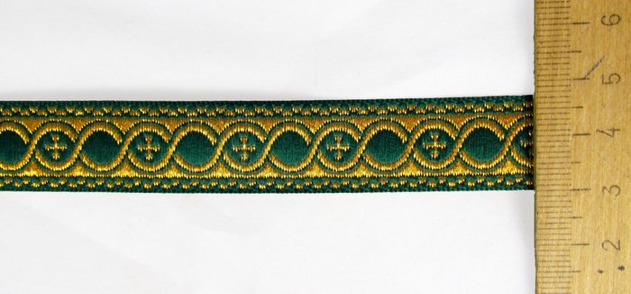 Галун ГОРОХ, зеленый с золотом, шир. 1,5 см, ФР