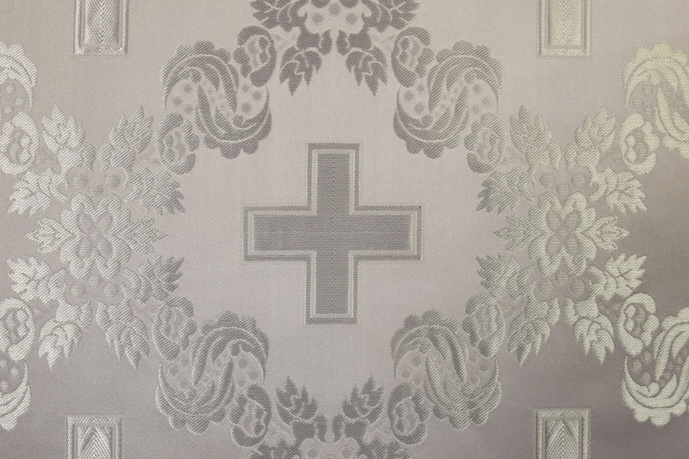 Шелк ЦАРСКИЙ КРЕСТ, белый с серебром, шир. 165 см