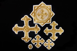 Набор крестов, иерейский, ЛУКОШКО, белый с золотом 14 шт Набор крестов, иерейский, ЛУКОШКО, белый с золотом 14 шт