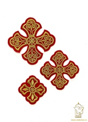 Набор крестов, требный, УЗОРНЫЙ, красный с золотом, 9 шт