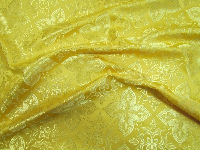 Шелк ВЕРА-2, желтый с золотом, шир. 150 см, Рахманово