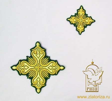 Набор крестов, иерейский, СТАРИННЫЙ зеленый с золотом, 14 шт, арт. 22385