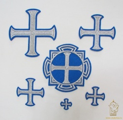 Набор крестов, иерейский, БУЛАТ, синий с серебром, 14 шт